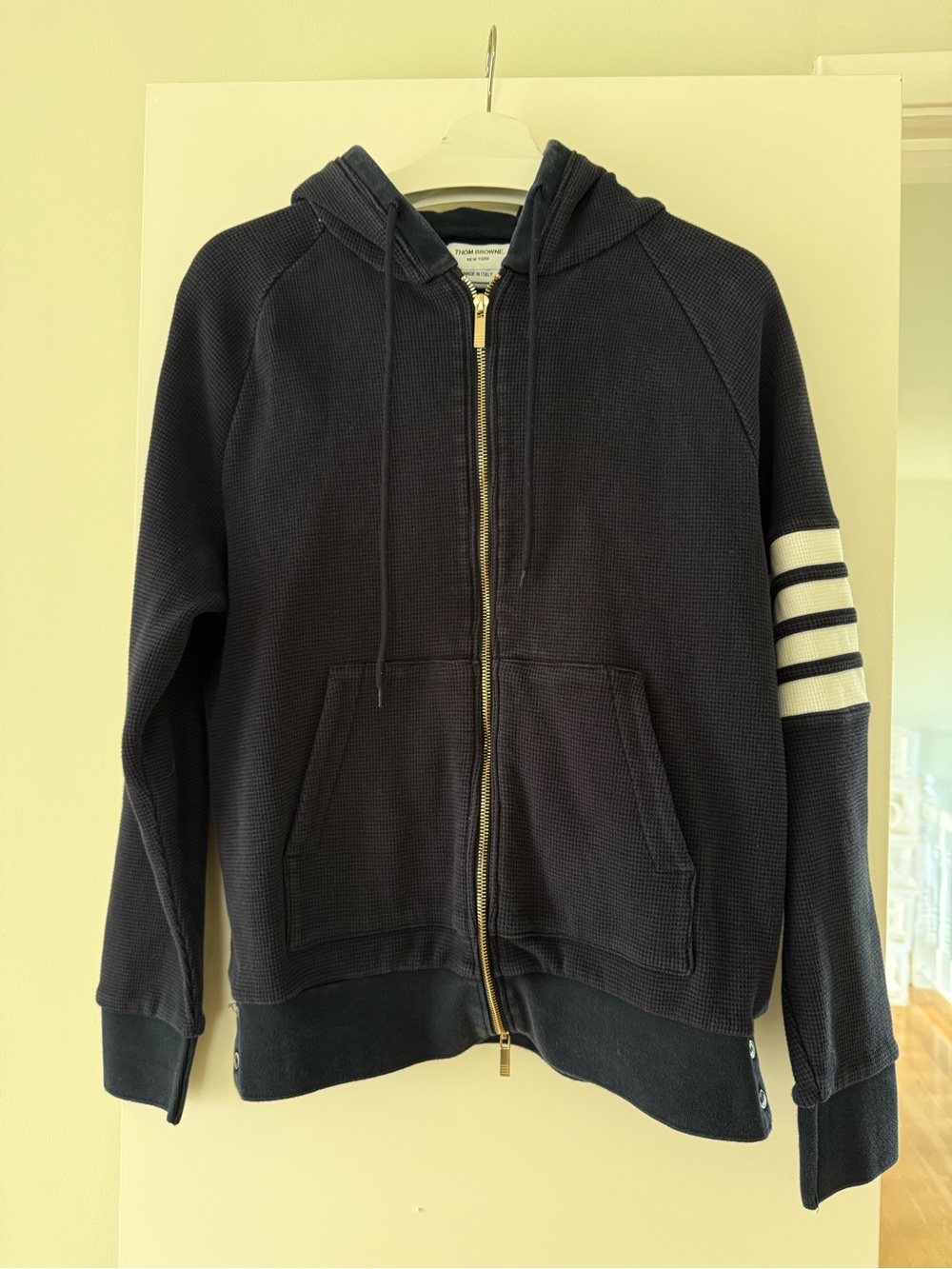 Thom Browne Navy Zip-Up Hoodie